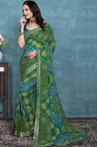 Bandhani poly georgette bandhani saree
