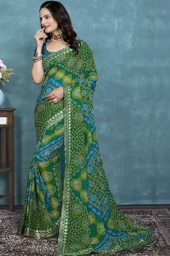 Bandhani poly georgette bandhani saree