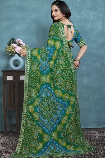 Bandhani poly georgette bandhani saree