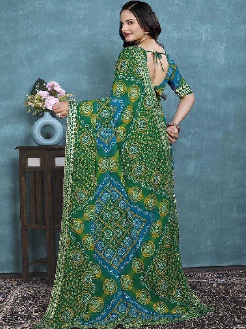 Bandhani poly georgette bandhani saree