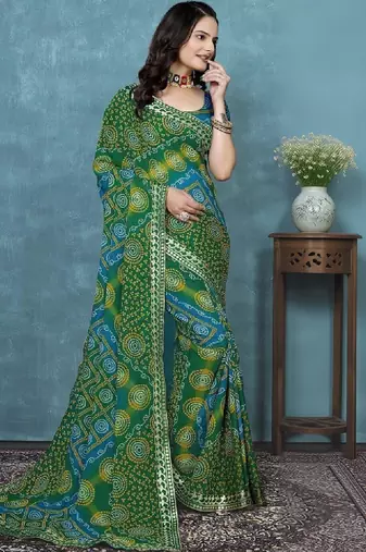 Bandhani poly georgette bandhani saree