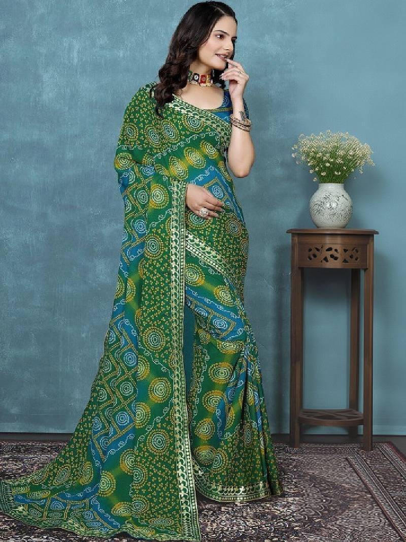 Bandhani poly georgette bandhani saree