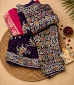 Floral zari art silk bandhani saree