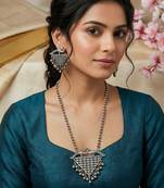 Oxidized Silver Peacock Ghungroo Necklace Set: Handmade Indian Jewelry