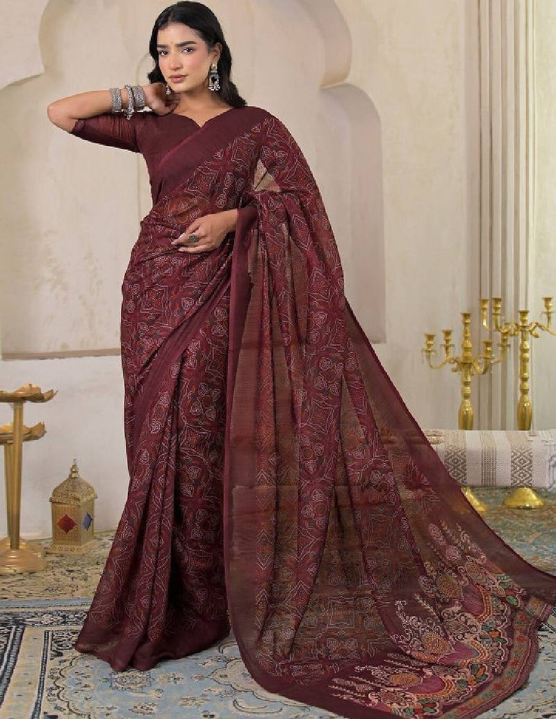 Bandhani pure linen bandhani saree