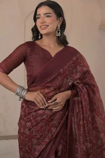 Bandhani pure linen bandhani saree