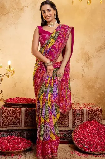 Bandhani pure georgette bandhani saree