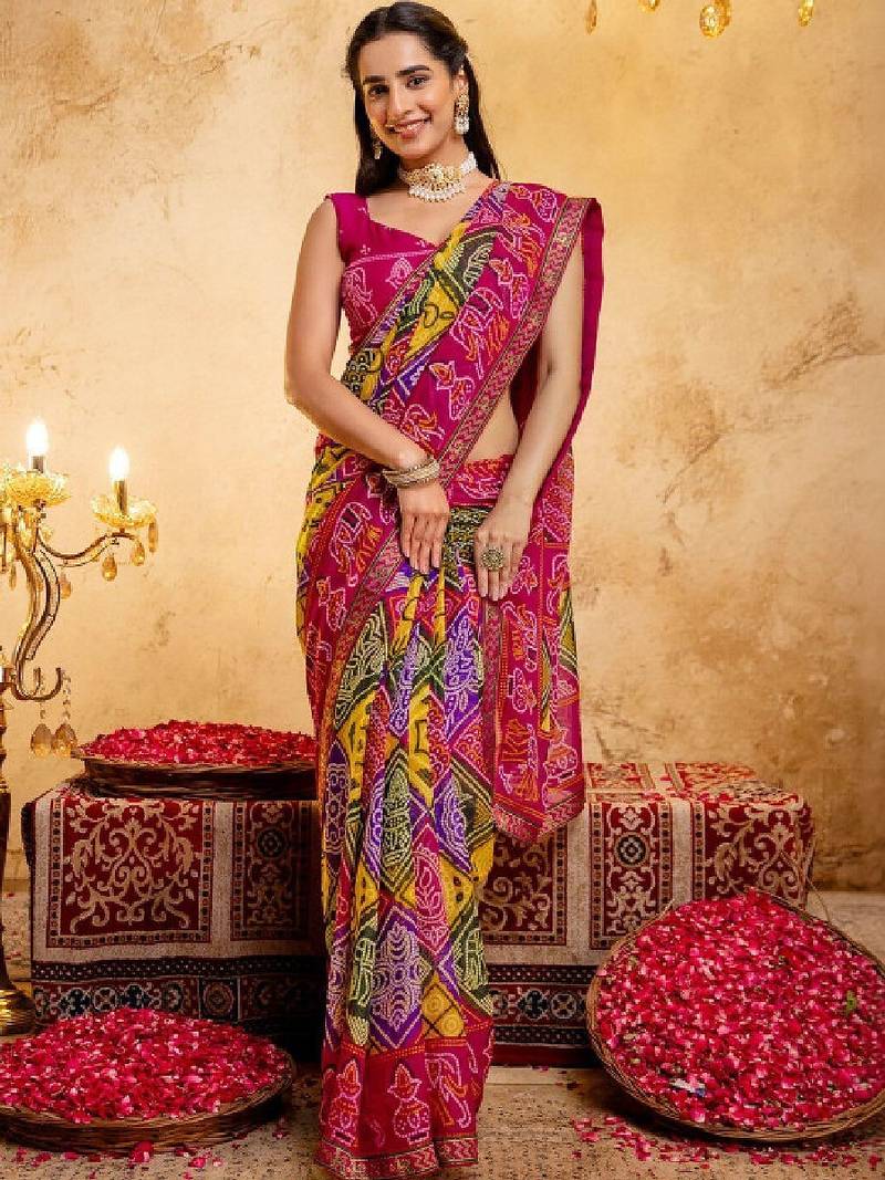 Bandhani pure georgette bandhani saree