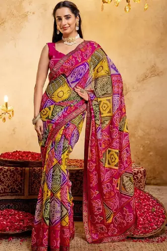 Bandhani pure georgette bandhani saree
