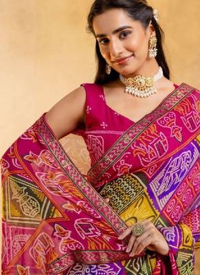 Bandhani pure georgette bandhani saree 4