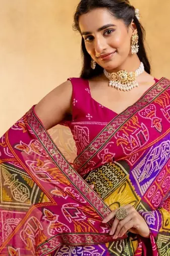 Bandhani pure georgette bandhani saree