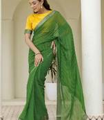 Striped pure georgette fusion leheriya saree