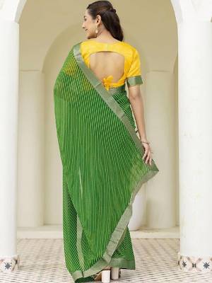 Striped pure georgette fusion leheriya saree 2