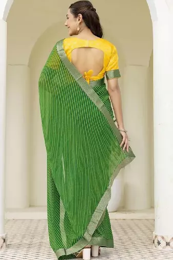 Striped pure georgette fusion leheriya saree