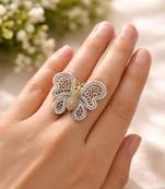 Butterfly Ring, Filigree Statement Jewelry, Two Tone Gold & Silver Butterfly, Vintage Style Nature Jewelry