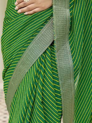 Striped pure georgette fusion leheriya saree 3