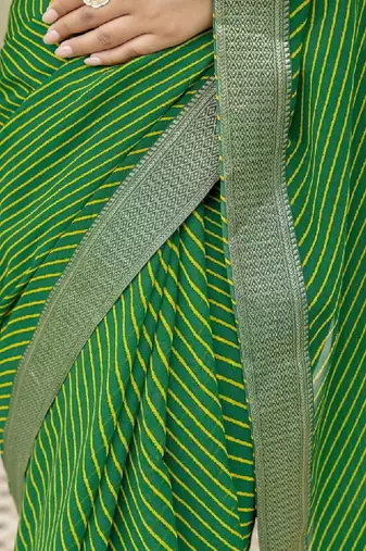 Striped pure georgette fusion leheriya saree