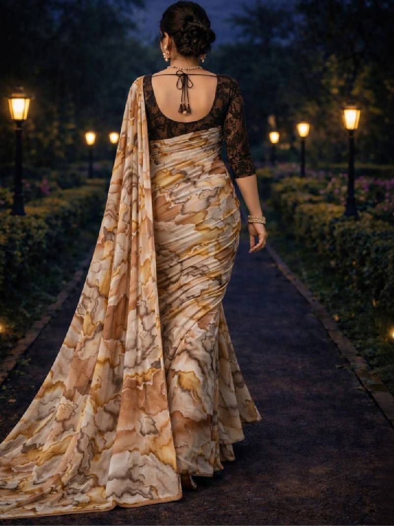 Pure georgette bandhani saree