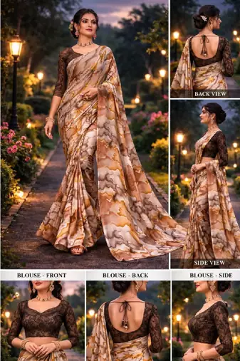 Pure georgette bandhani saree