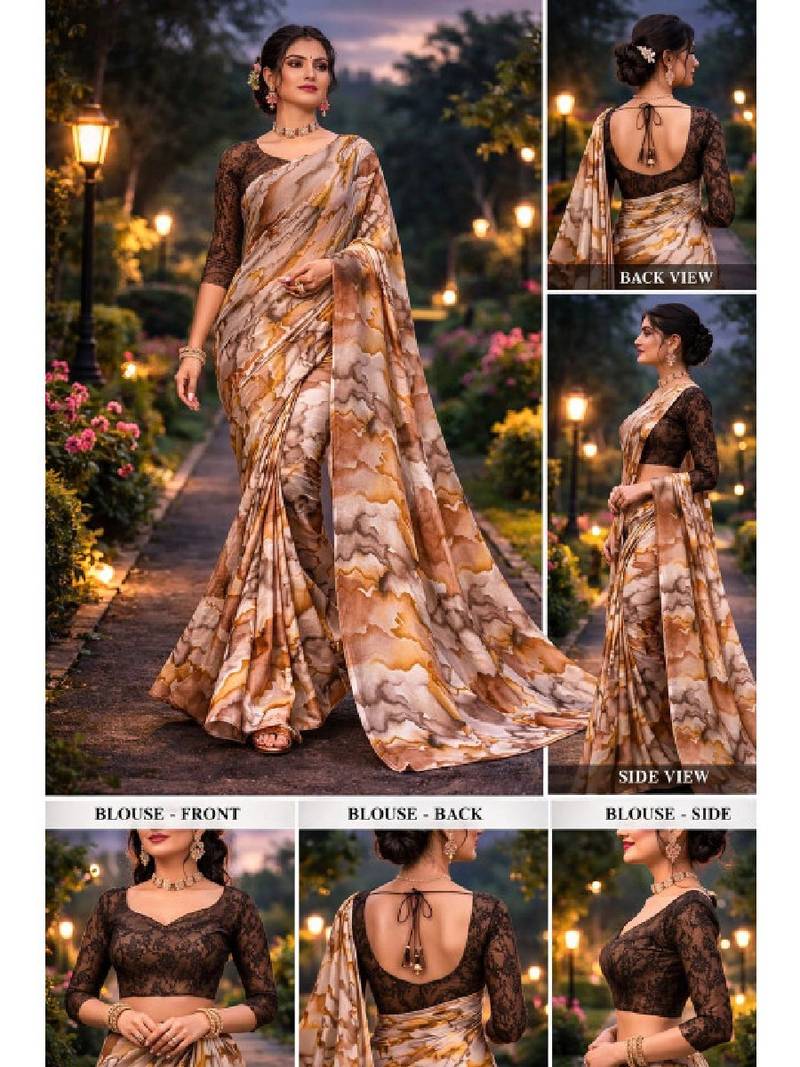 Pure georgette bandhani saree