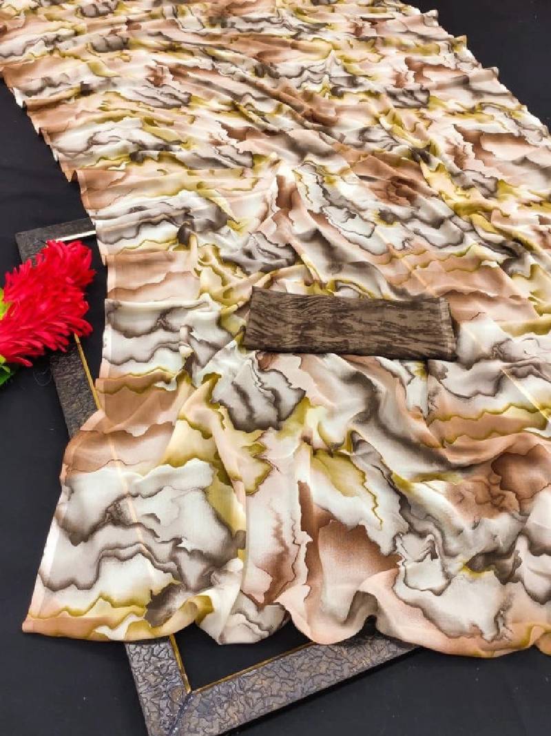 Pure georgette bandhani saree