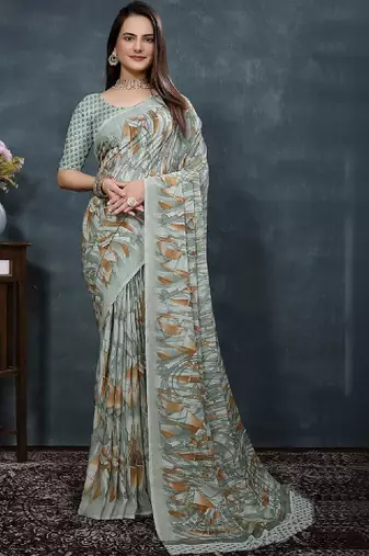 Pure georgette bandhani saree