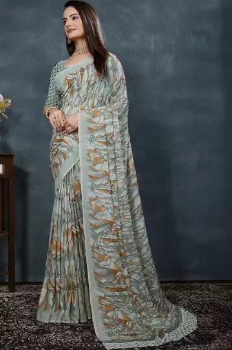 Pure georgette bandhani saree