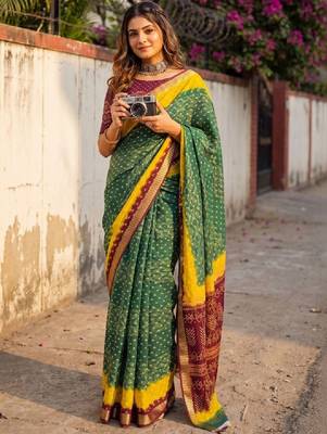Bandhani zari bandhani saree 1