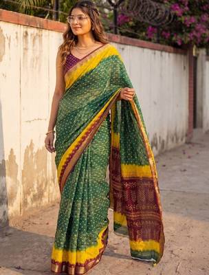 Bandhani zari bandhani saree 3
