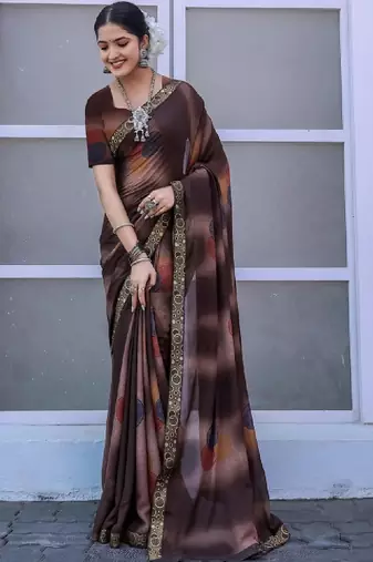 Poly georgette bandhani saree