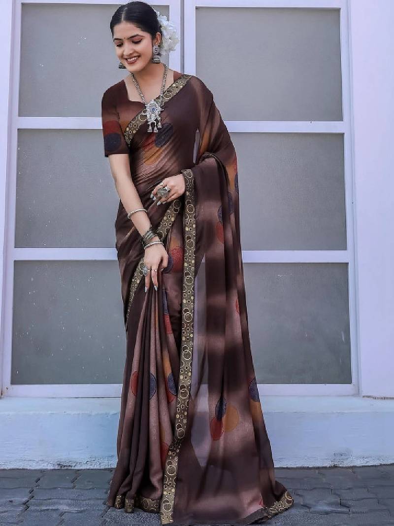 Poly georgette bandhani saree