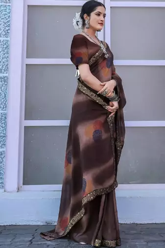 Poly georgette bandhani saree