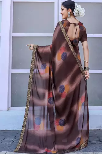 Poly georgette bandhani saree