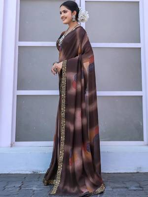 Poly georgette bandhani saree 4