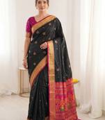 Ethnic motifs zari silk blend handloom bandhani saree