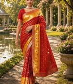 Woven design zari poly georgette designer bandhani saree