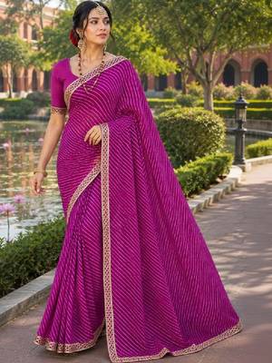 Leheriya zari pure chiffon leheriya saree 1