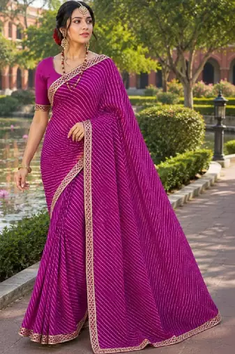 Leheriya zari pure chiffon leheriya saree