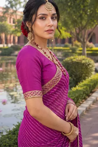 Leheriya zari pure chiffon leheriya saree