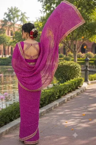 Leheriya zari pure chiffon leheriya saree