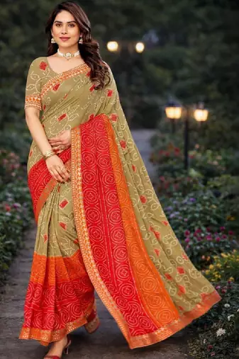 Bandhani poly georgette bandhani saree