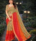 Bandhani poly georgette bandhani saree