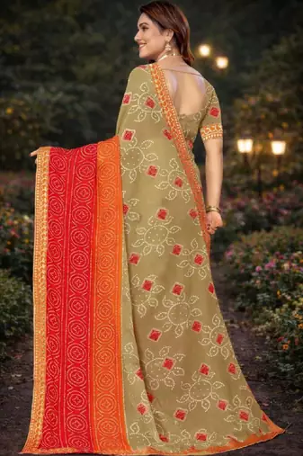 Bandhani poly georgette bandhani saree