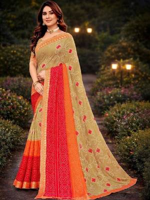 Bandhani poly georgette bandhani saree 3