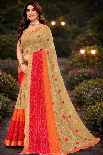 Bandhani poly georgette bandhani saree