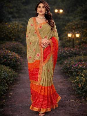 Bandhani poly georgette bandhani saree 4