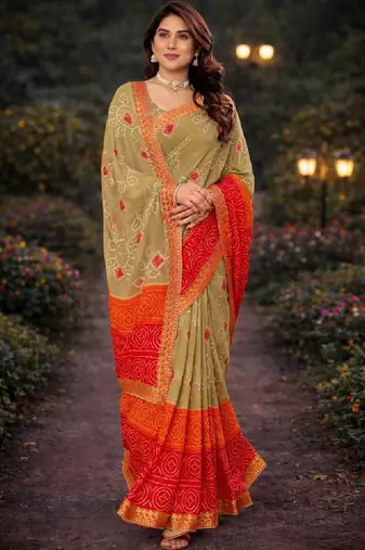 Bandhani poly georgette bandhani saree