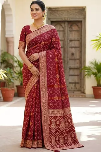 Bandhani zari heavy work bandhani saree