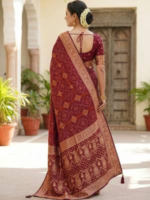 Bandhani zari heavy work bandhani saree 2