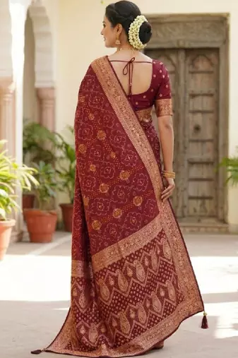 Bandhani zari heavy work bandhani saree